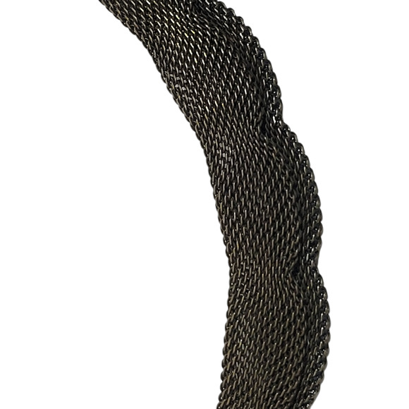 Mesh Scalloped Necklace Brown Brass Tone Choker Statement Fishnet Woven Collar - Picture 13 of 16